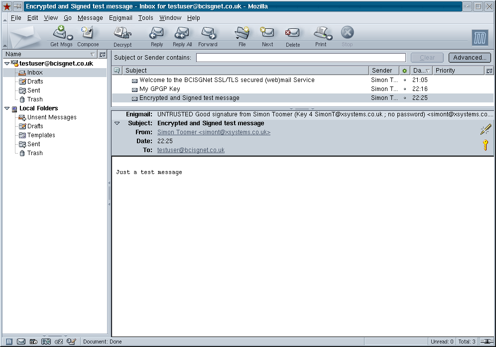 Decrypted and Signed emails