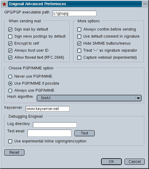 Enigmail Preferences 2